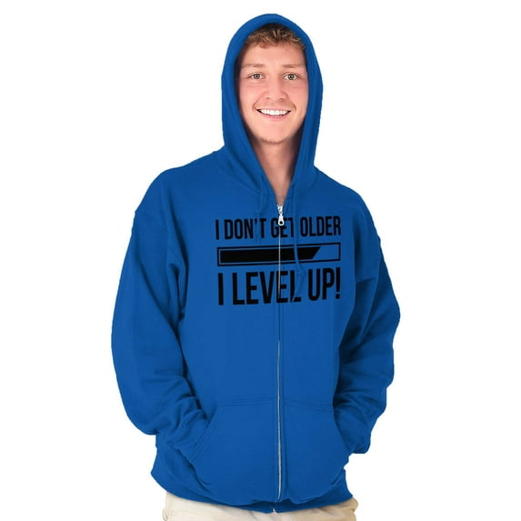 I Dont Get Older I Level Up Gamer Zip Up Hoodie Men's Women's Brisco Brands S
