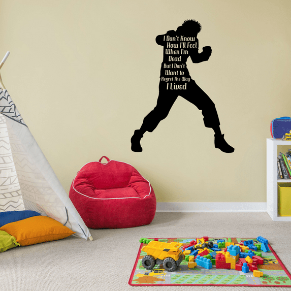 I Dont Know How I'll Feel When I'm Dead But I Dont Want To Regret The Way I Lived - Jujutsu Kaisen Yuji Itadori Quote Vinyl Wall Decal Sticker Art Decoration Home Bedroom Classroom Size (30x22 inch)