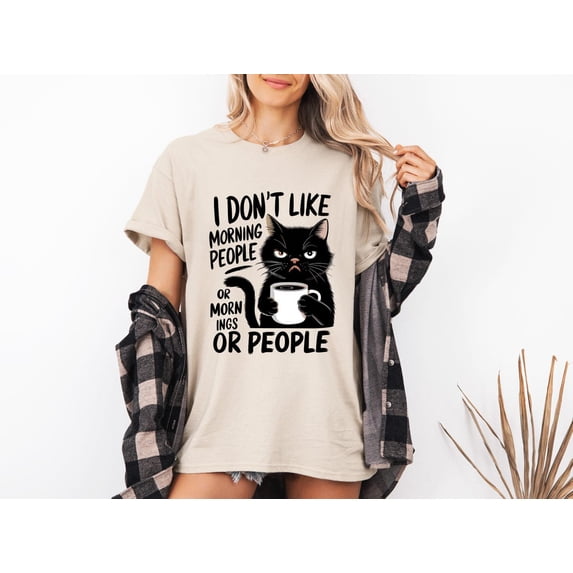 I Dont Like Morning People Shirt, Grumpy Cat Tee, Cute Cat , Womens , For Cats Lover, Cat Mom