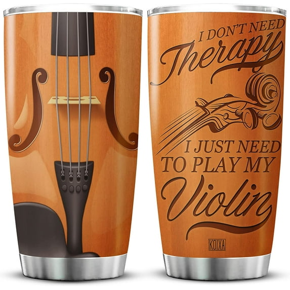 I Dont Need Therapy I Just Need To Play My Violin Tumbler Stainless Steel Travel Mug With Lid 20 Oz Violinist Gifts For Men Birthday Musician Music Lover Gift Insulated Cup