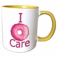 thumbnail image 1 of 3drose, I Donut Care with a Pink Donut Graphic, 15oz Two-tone Yellow Mug, 1 of 6