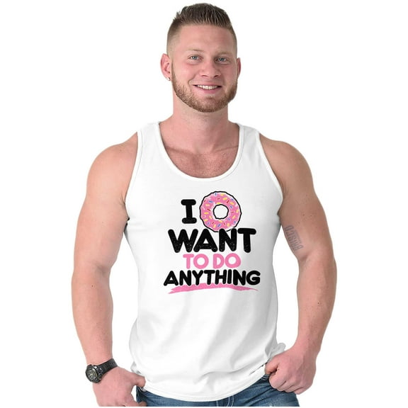 I Donut Want to Do Anything Funny Pun Plus Size Graphic Tank Top Brisco Brands 3X