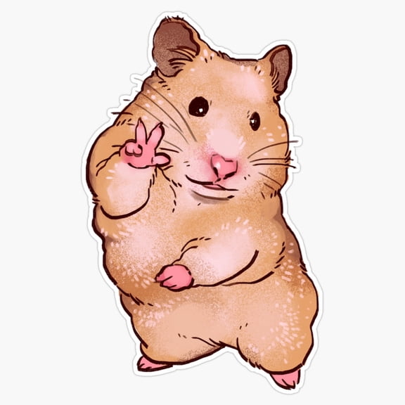 I Draw Peace Sign Hamster Smile Funny Animal Meme Sticker