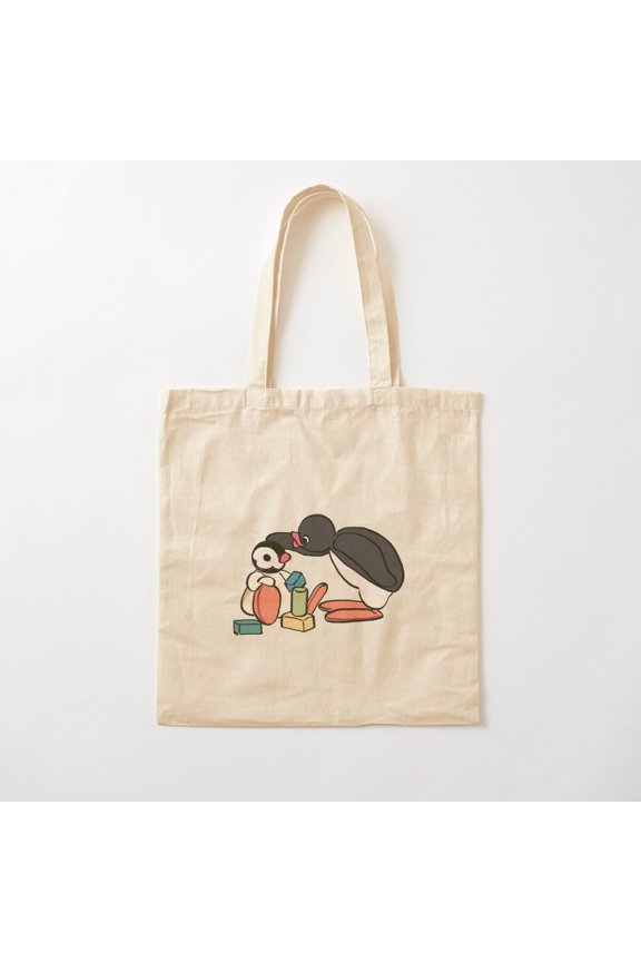 I Draw Pingu And Pinga Head Pats Canvas Tote Bags, Reusable Shopping Bag