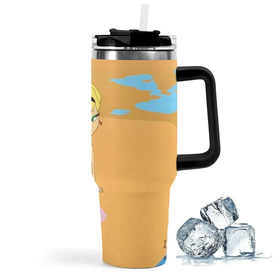 I Dream of Jeannie-theme Insulated Stainless Steel Tumbler with Handle Gifts For Family Friends Fans and Straw Fits in Standard Cup Holder 40 OZ