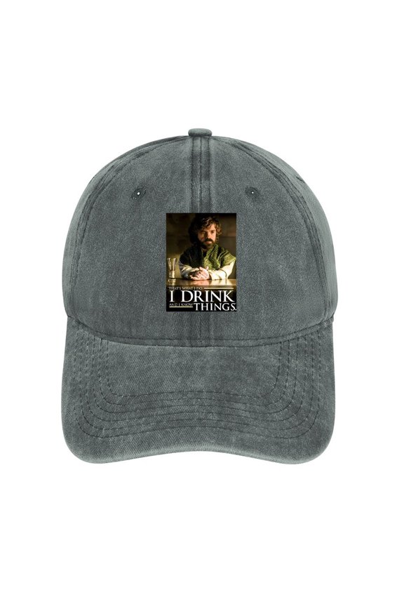 I Drink And I Know Things Gray Baseball Cap for Men Women, Adjustable Snapback Hats Cotton Hat