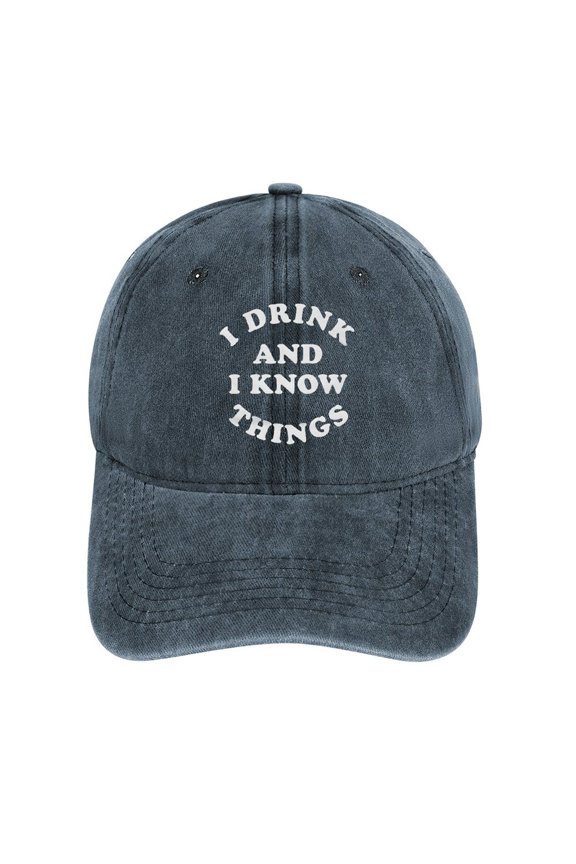 I Drink And I Know Things Navy Baseball Cap for Men Women, Adjustable Snapback Hats Cotton Hat