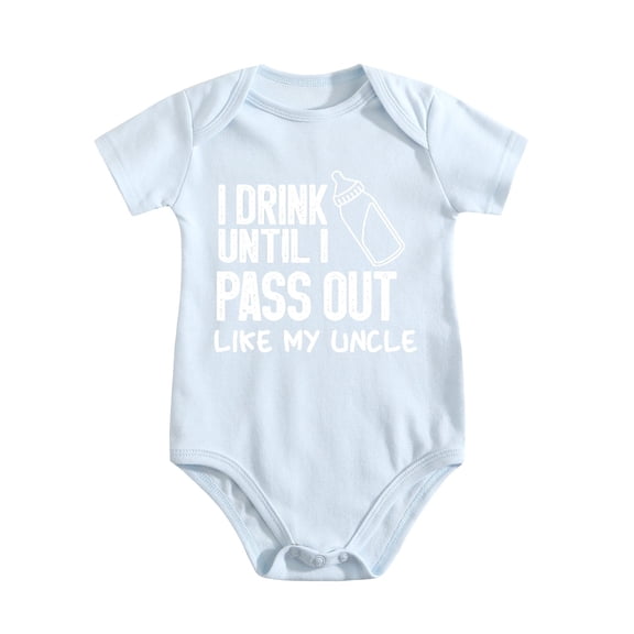 I Drink Until I Pass Out Like My Uncle Baby Bodysuit Funny Newborn Romper Outfit Boys Baby Blue-style 9-12M