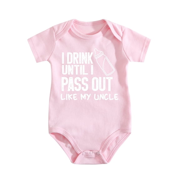 I Drink Until I Pass Out Like My Uncle Baby Bodysuit Funny Newborn Romper Outfit Boys Medium Pink-style 6-9M
