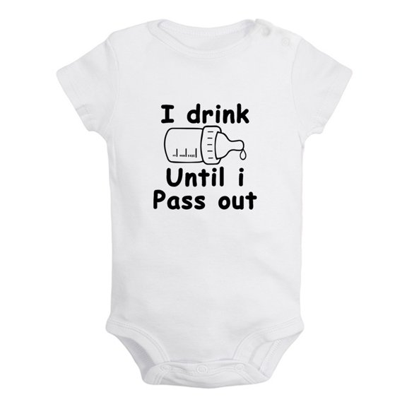 I Drink Until I Pass Out Funny Rompers For Babies, Newborn Baby Unisex Bodysuits, Infant Jumpsuits, Toddler 0-12 Months Kids One-Piece Oufits (White, 6-12 Months)