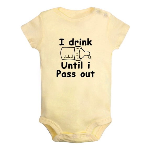 I Drink Until I Pass Out Funny Rompers For Babies, Newborn Baby Unisex Bodysuits, Infant Jumpsuits, Toddler 0-12 Months Kids One-Piece Oufits (Yellow, 0-6 Months)