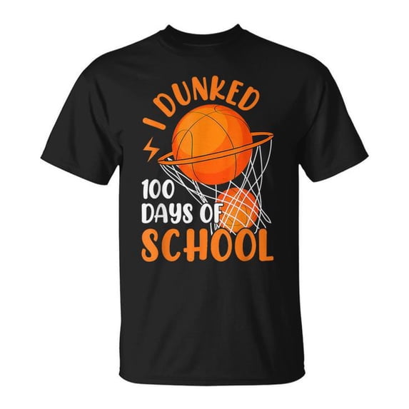 I Dunked 100 Days of School Basketball T-Shirt for Boys, 100 Days Smarter Sports Tee, Kids Basketball Celebration Shirt, Fun School Milestone Outfit