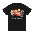 thumbnail image 1 of I Eat Cement Cursed Cat Funny Meme T Shirt for Women Fashion Casual Short Sleeve T Shirts Female T-shirt Tops, 1 of 1
