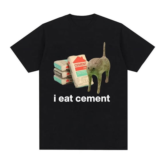 I Eat Cement Cursed Cat Funny Meme T Shirt for Women Fashion Casual Short Sleeve T Shirts Female T-shirt Tops