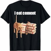Greenink I Eat Cement Cursed Cat Funny Oddly Specific Dank Meme T-Shirt Funny Graphic Tees Unisex Adults Shirt for Men Women