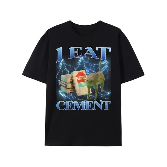 I Eat Cement Cursed Cat Funny Oddly Specific Dank Meme T-Shirt Unisex Adults Shirt Funny Graphic Tees for Men Women