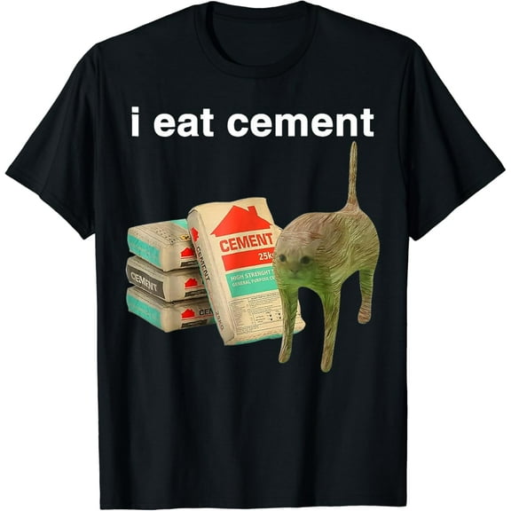 I Eat Cement Cursed Cat Shirt Funny Oddly Specific Meme T-Shirt