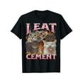 thumbnail image 1 of I Eat Cement Funny Cat Meme Graphic T-Shirt - Black Casual Short Sleeve Tee with Bold Pink Text & 4 Playful Cats Design S-5XL  100 Percent Cotton Round Neck Top Playful Cat Meme Design Casual Short S, 1 of 1