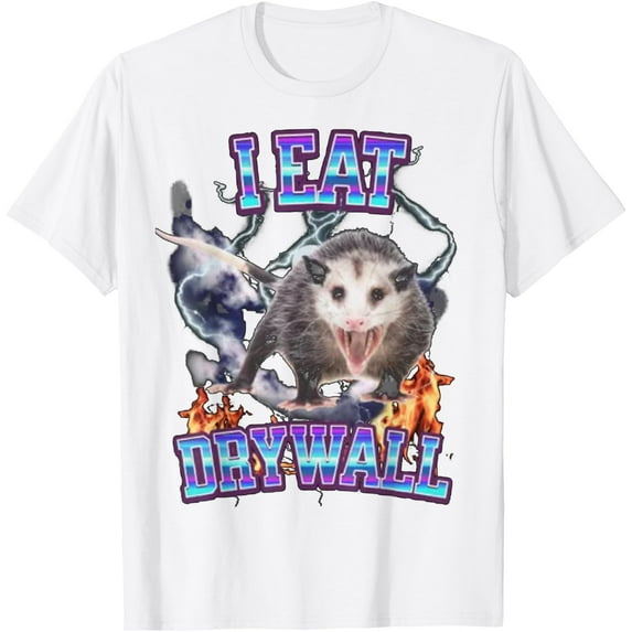 I Eat Drywall Possum Opossum Vintage Funny Unisex T-Shirt for Men Women Kids Toddler,White Color,Size M