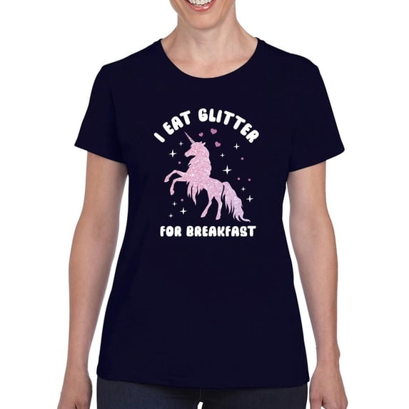 I Eat Glitter For Breakfast T-Shirt Women -Smartprints Designs, Female 3X-Large