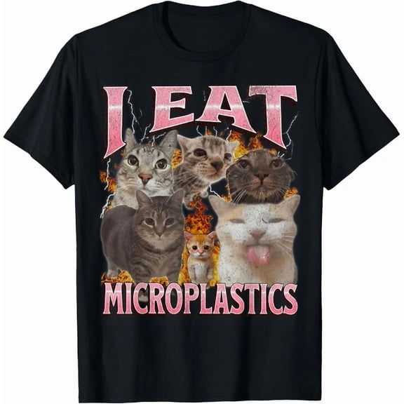 I Eat Microplastics Cat Bootleg Graphic T-Shirt Da, Unisex T-Shirt