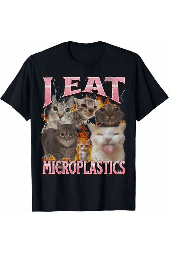 I Eat Microplastics Cat Bootleg Graphic T-Shirt Da
