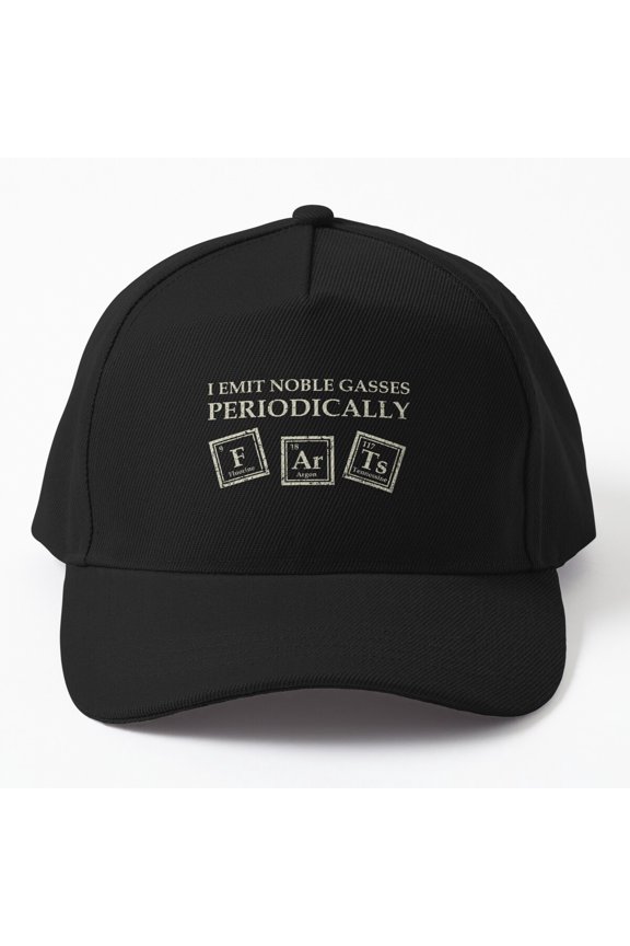 I Emit Noble Gases Baseball Hat, Science Chemistry Wordplay Graphic Design, Classic Cap