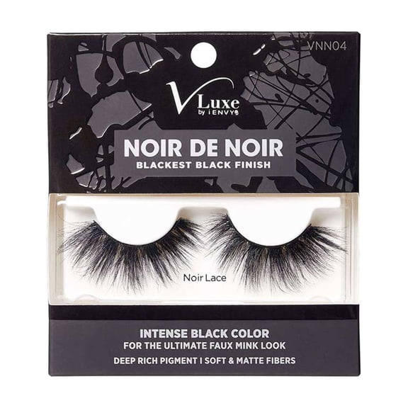 i•ENVY V-Luxe Noir De Noir False Eyelashes Blackest Black Finish, Weightless Volume and Curl False Lashes, Soft & Matte Fibers (Noir Lace)