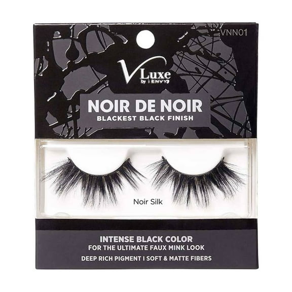 i•ENVY V-Luxe Noir De Noir False Eyelashes Blackest Black Finish, Weightless Volume and Curl False Lashes, Soft & Matte Fibers (Noir Silk)