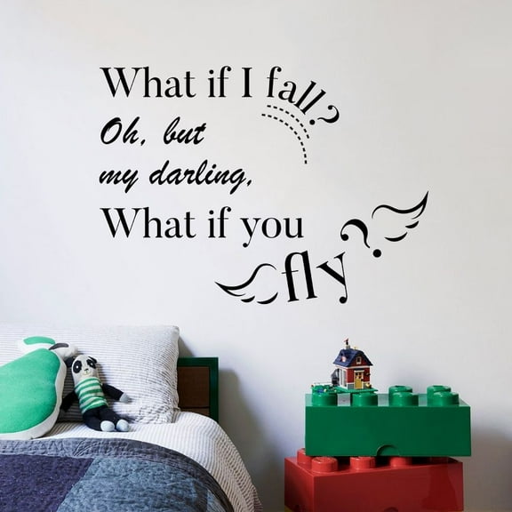 What If I Fall Darling Baby Children Family Quote Quotes Wall Sticker Art Decal for Girls Boys Room Bedroom Nursery Kindergarten Fun Home Decor Stickers Wall Art Vinyl Decoration Size (18x20 inch)