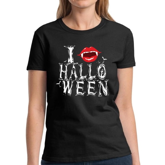 I Fangs Halloween Vampire Halloween T Shirt for Women - S M L XL 2XL 3XL Graphic Tee - Scary Happy Halloween Outfit Gift Funny Holiday Tee T-Shirt Ladies