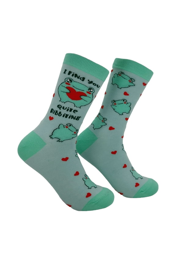I Find You Quite Ribbiting Socks Funny Sarcastic Frog Graphic Novelty Footwear for Ladies