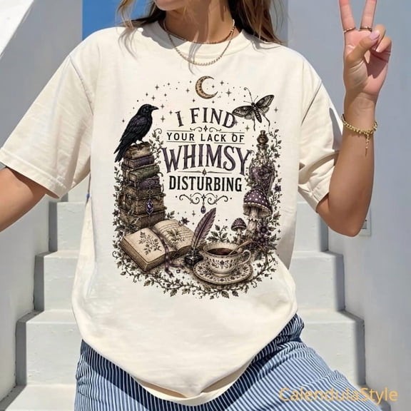 I Find Your Lack of Whims Disturbing, Crow And Mushroom Shirt, Funny Gothic Crow, Quirky Gothic Design, Whimsy Graphic Tee