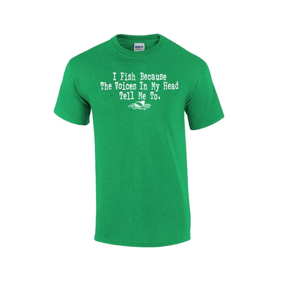 I Fish Because the Voices in My Head Tell Me To Funny Fishing Outdoors Fisherman Boat Humorous Witty-Kelly-XXL