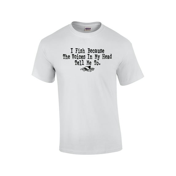 I Fish Because the Voices in My Head Tell Me To Funny Fishing Outdoors Fisherman Boat Humorous Witty-White-Small