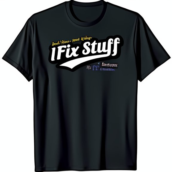 I Fix Stuff Black T-Shirt with Bold Chest Graphic for Handy Fixers
