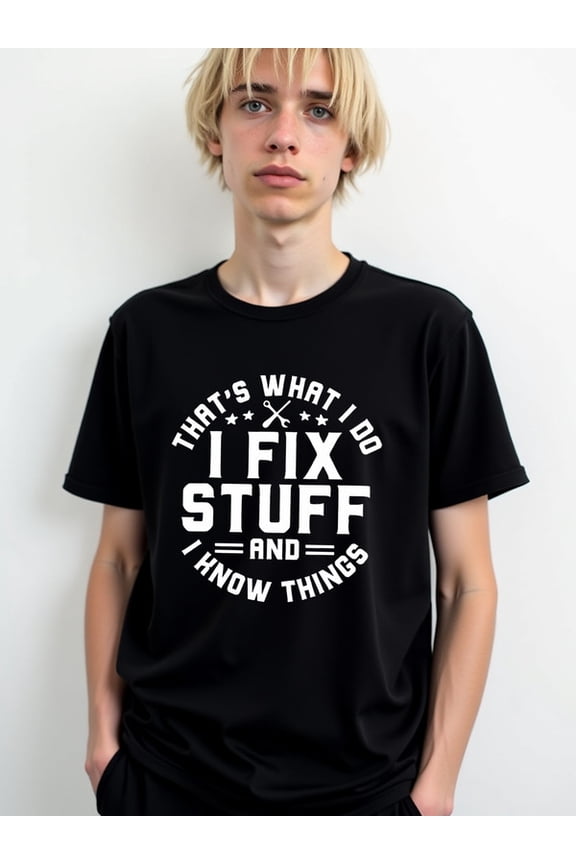 I Fix Stuff & Know Things men's graphic t shirts black limited edition 2026 Daily and weekend wear Retro Unisex Shirt Crewneck tshirts
