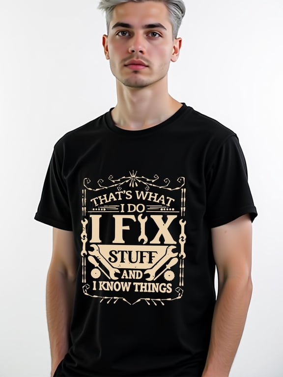 "I Fix Stuff" T-Shirt Mens Crew neck T-shirts black casual funny New spring and autumn trendy printed T-shirts Vintage Unisex Shirt Cotton tshirts