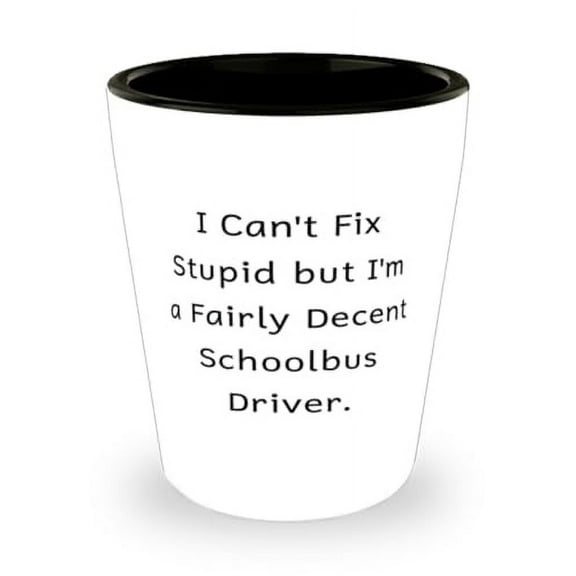 I Can't Fix Stupid but I'm a Fairly. Shot Glass, Schoolbus driver Present From Friends, Inappropriate Ceramic Cup For Friends, School bus driver, School bus drivers, School bus driver gifts, School