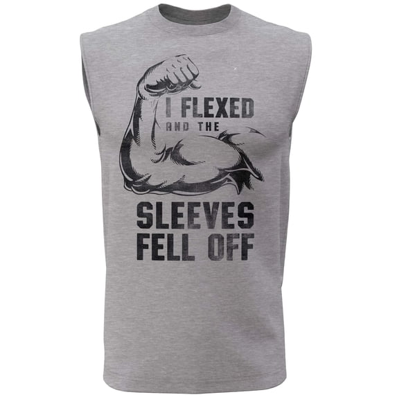 I Flexed and The Sleeves Fell Off Tank Top for Men Crossfit Workout Funny Gym (X-Large, 015. I Flexed and The Sleeves Fell Off Grey)