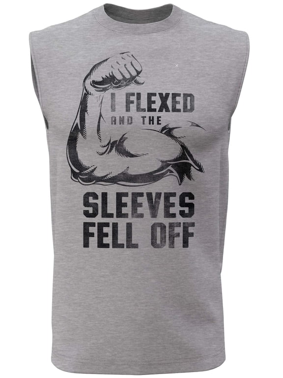 I Flexed and The Sleeves Fell Off Tank Top for Men Crossfit Workout Funny Gym (XX-Large, 015. I Flexed and The Sleeves Fell Off Grey)