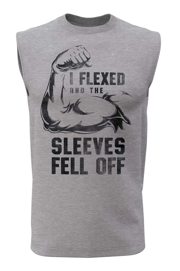 I Flexed and The Sleeves Fell Off Tank Top for Men Crossfit Workout Funny Gym (XX-Large, 015. I Flexed and The Sleeves Fell Off Grey)