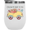 thumbnail image 1 of I Follow My Heart to You with Bear Lovers in a Car, Valentine's Day Gift, White 12oz Wine Tumbler, 1 of 5