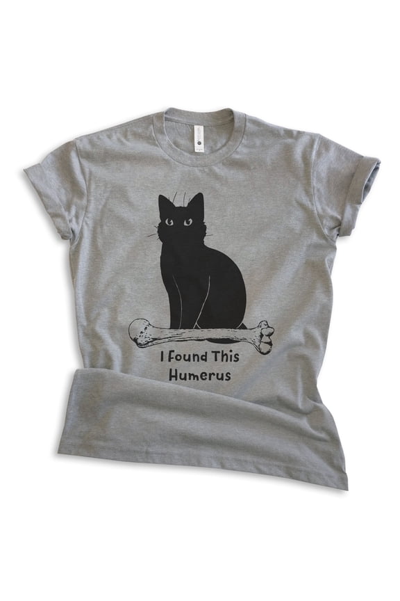 I Found This Humerous Cat T-shirt, Unisex Women's Men's Tee, Clever Cat Cute Kitten Animal Pet Owner, Dark Heather Gray, Large