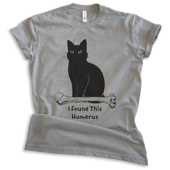 I Found This Humerous Cat T-shirt, Unisex Women's Men's Tee, Clever Cat Cute Kitten Animal Pet Owner, Dark Heather Gray, Small