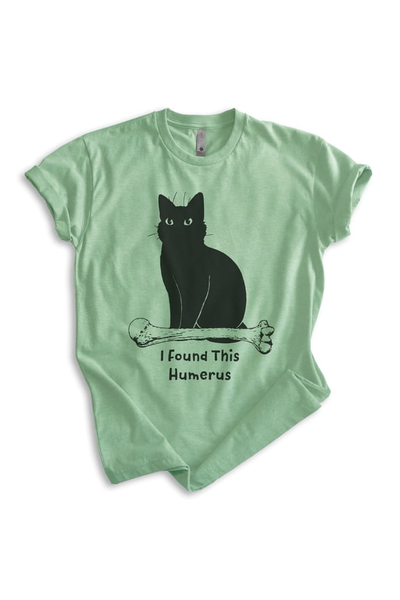 I Found This Humerous Cat T-shirt, Unisex Women's Men's Tee, Clever Cat Cute Kitten Animal Pet Owner, Heather Apple Green, X-Small