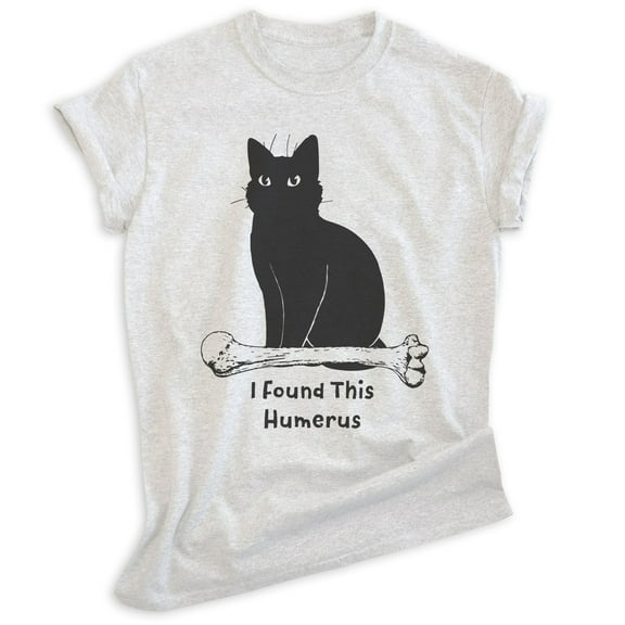 I Found This Humerous Cat T-shirt, Unisex Women's Men's Tee, Clever Cat Cute Kitten Animal Pet Owner, Heather Ash, Large