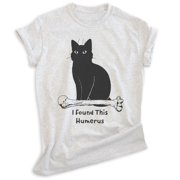 I Found This Humerous Cat T-shirt, Unisex Womens Mens Tee, Clever Cat Cute Kitten Animal Pet Owner, Heather Ash, X-Small