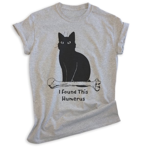 I Found This Humerous Cat T-shirt, Unisex Women's Men's Tee, Clever Cat Cute Kitten Animal Pet Owner, Heather Gray, X-Large