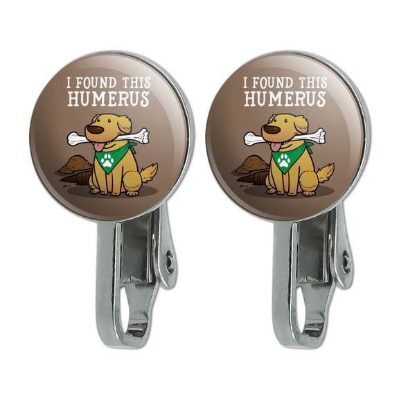 I Found This Humerus Bone Dog Humorous Novelty Clip-On Stud Earrings